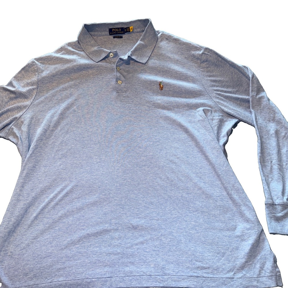 Polo Ralph Lauren Light Blue Classic Fit Long Sleeve Polo Men's XL